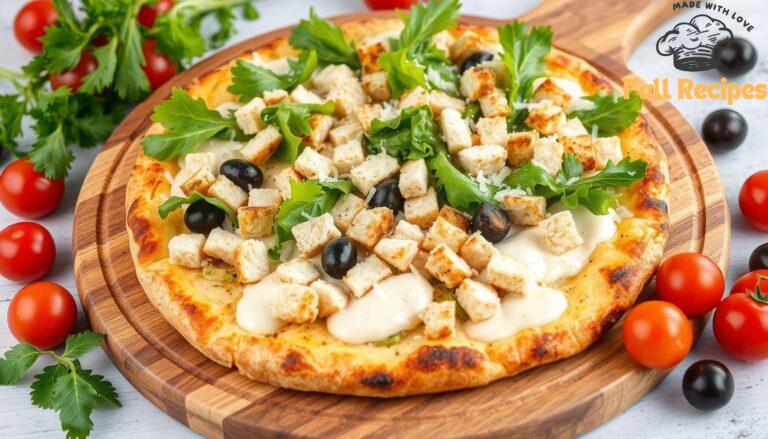 chicken crust caesar salad pizza