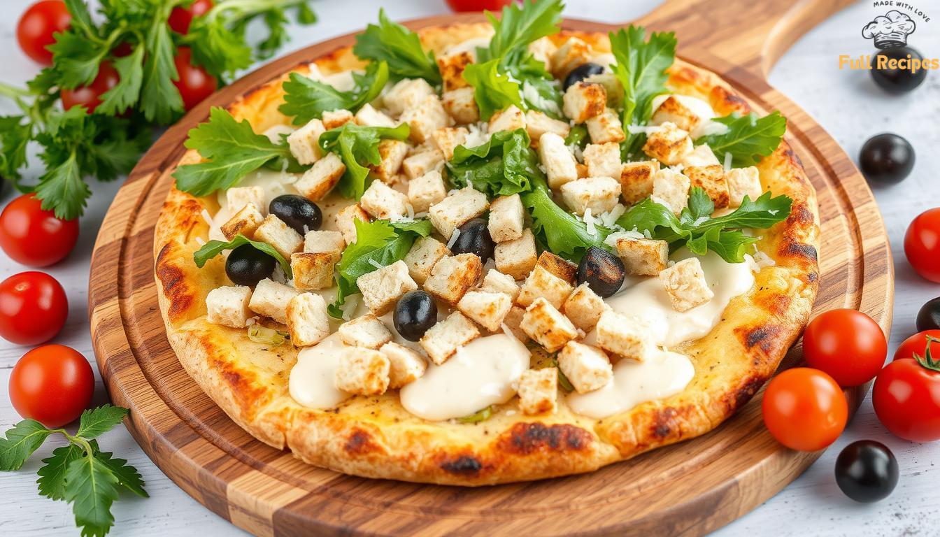 Chicken Crust Caesar Salad Pizza